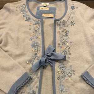 Vintage J. Jill Ltd. Ed. Blue  Wool Tie Cardigan